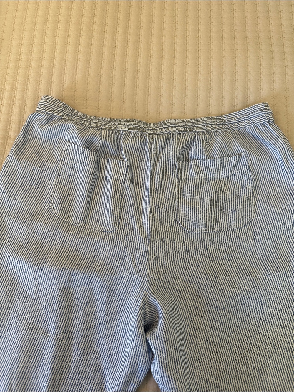 NWOT Talbots 100% Linen Wide Leg Pants Blue White Stripe Size 14W - Picture 8 of 13